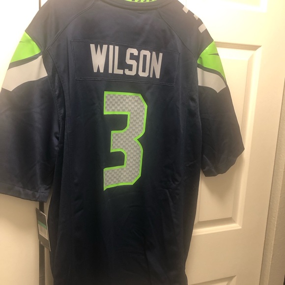 Nike Onfield NFL Seattle Seahawks #3 Wilson Men’s Blue Silver Jersey Size XL - Picture 4 of 11